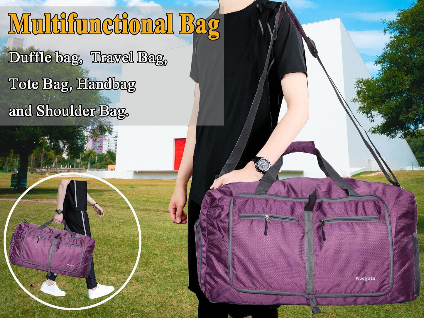 ehsbuy 60L Sporttasche Reisetasche mit Schuhfach Damen Herren