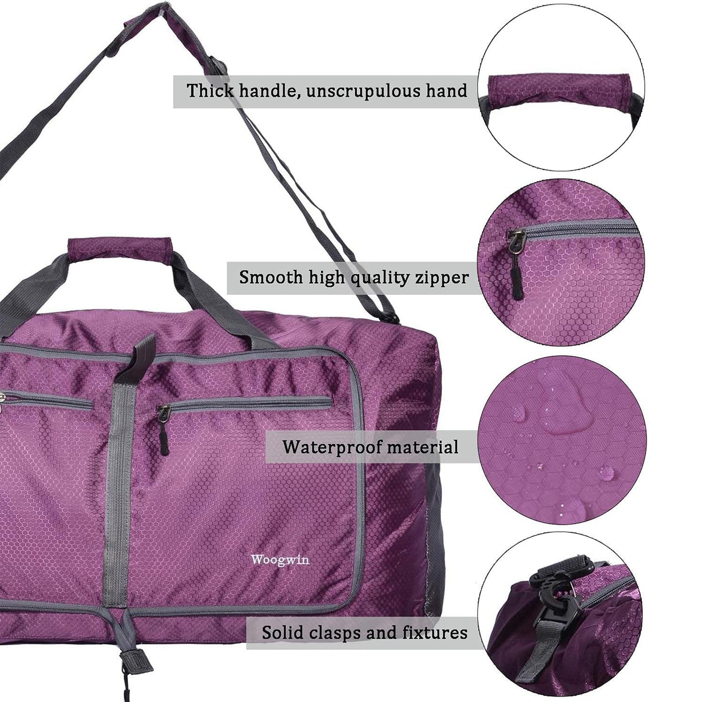 ehsbuy 60L Sporttasche Reisetasche mit Schuhfach Damen Herren